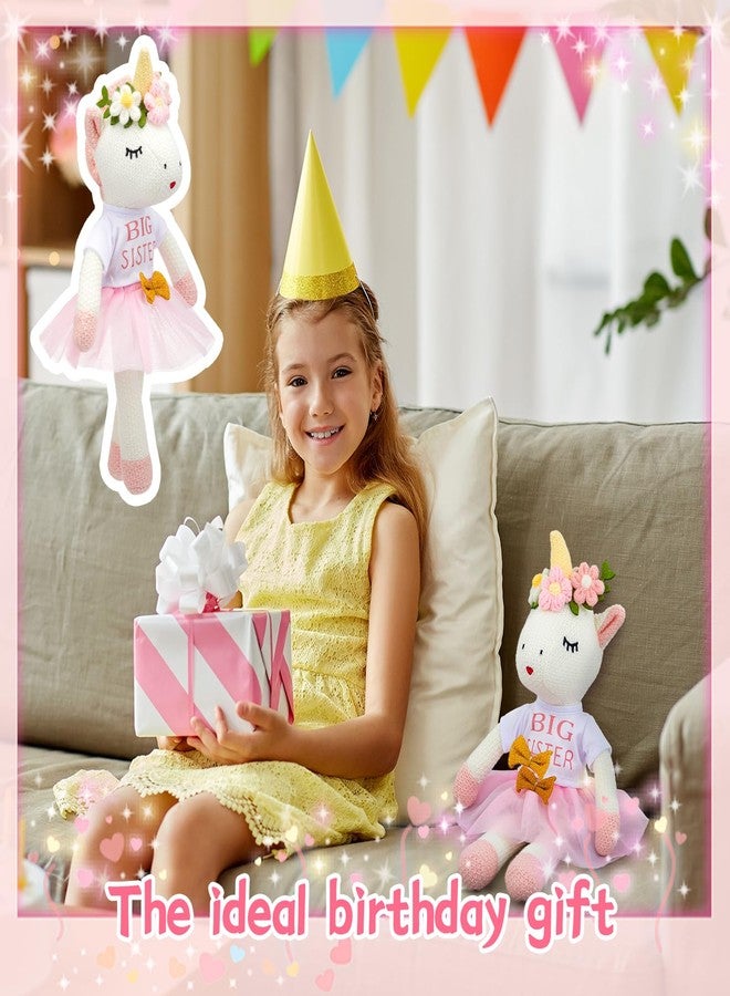 Blueweenly Big Sister Gift for Girls 11.8 Inches Unicorn Stuffed Animal Plush Doll with Pink Tutu Skirt and White Message Big Sister Shirt, Gifts for Girls Toddler - Image 5
